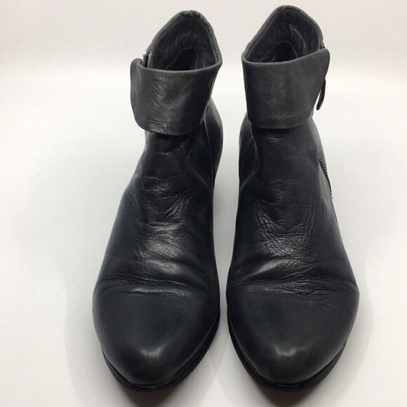 Regarde Le Ciel Stefany 333 Metallic Dark Gray Leather Heeled Ankle Boots Sz 41 - Picture 2 of 16